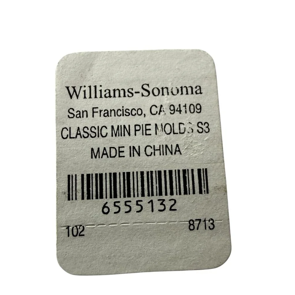 Williams Sonoma Classic Mini Pie Molds: Pocket, Round, and Rectangle.  Set of 3.